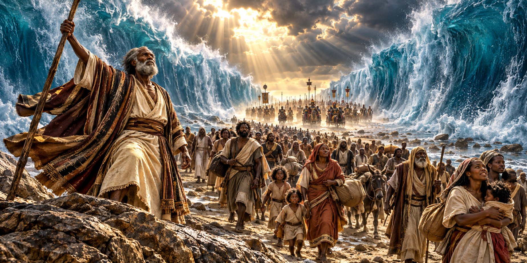 Moses parting the Red Sea